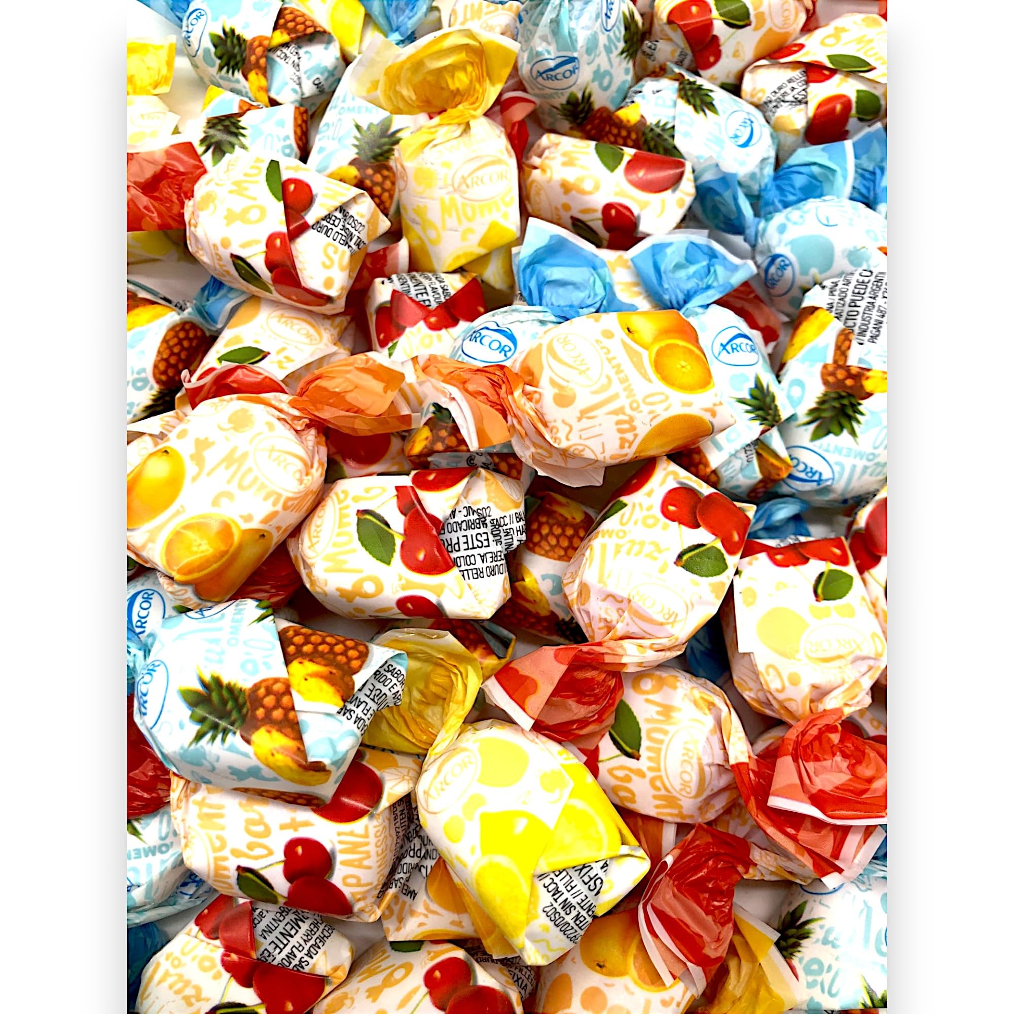 Fruit Filled Hard Candy, Delicious and Flavorful Gourmet Bon Bons Cherry, Orange, Strawberry, Pineapple, and Lemon 1.5 lbs Individually Wrapped