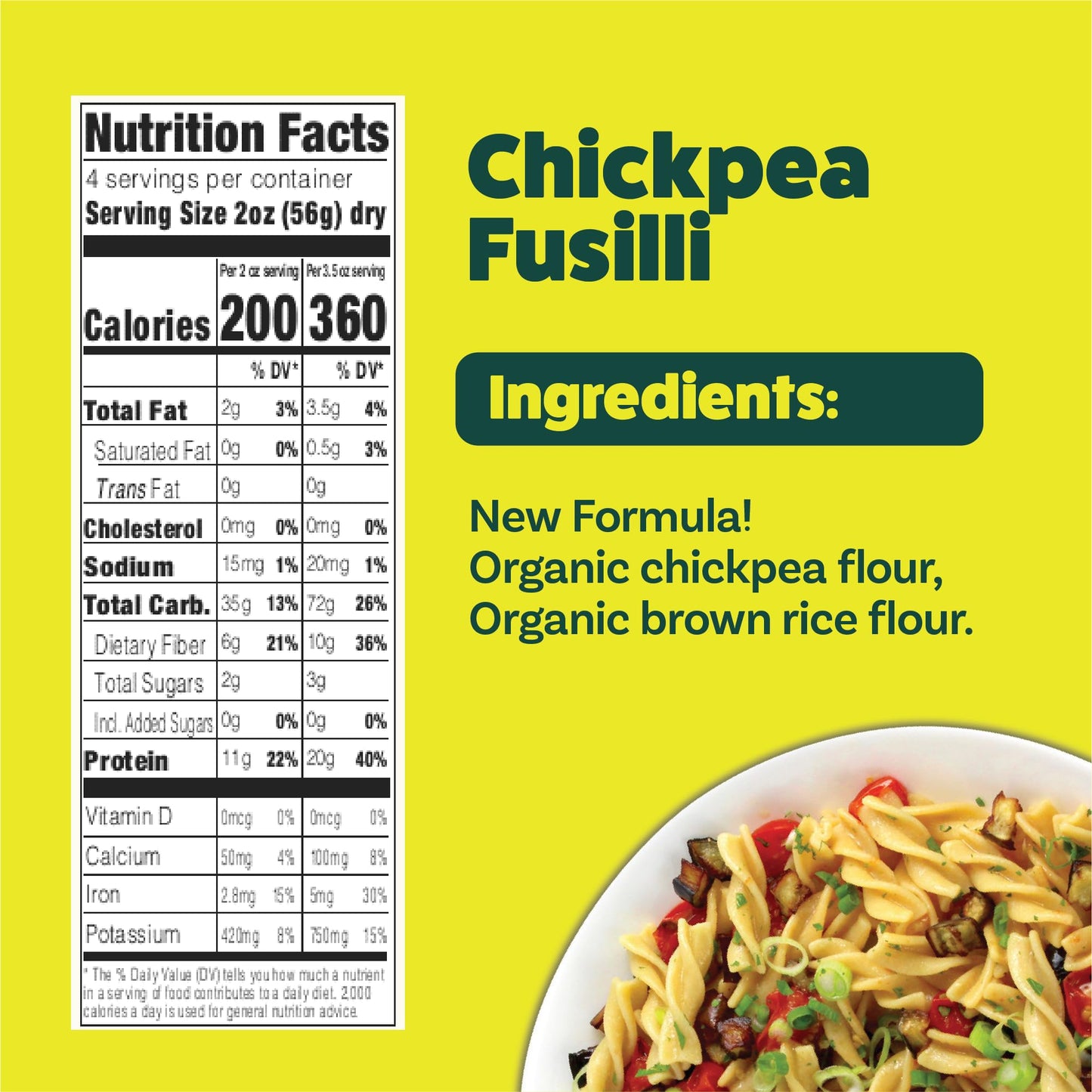 Explore Cuisine Organic Chickpea Fusilli - Pack of 6 (8 oz) - Easy-to-Make Gluten Free Chickpea Pasta - High in Plant Protein & Fiber - Non-GMO - 24