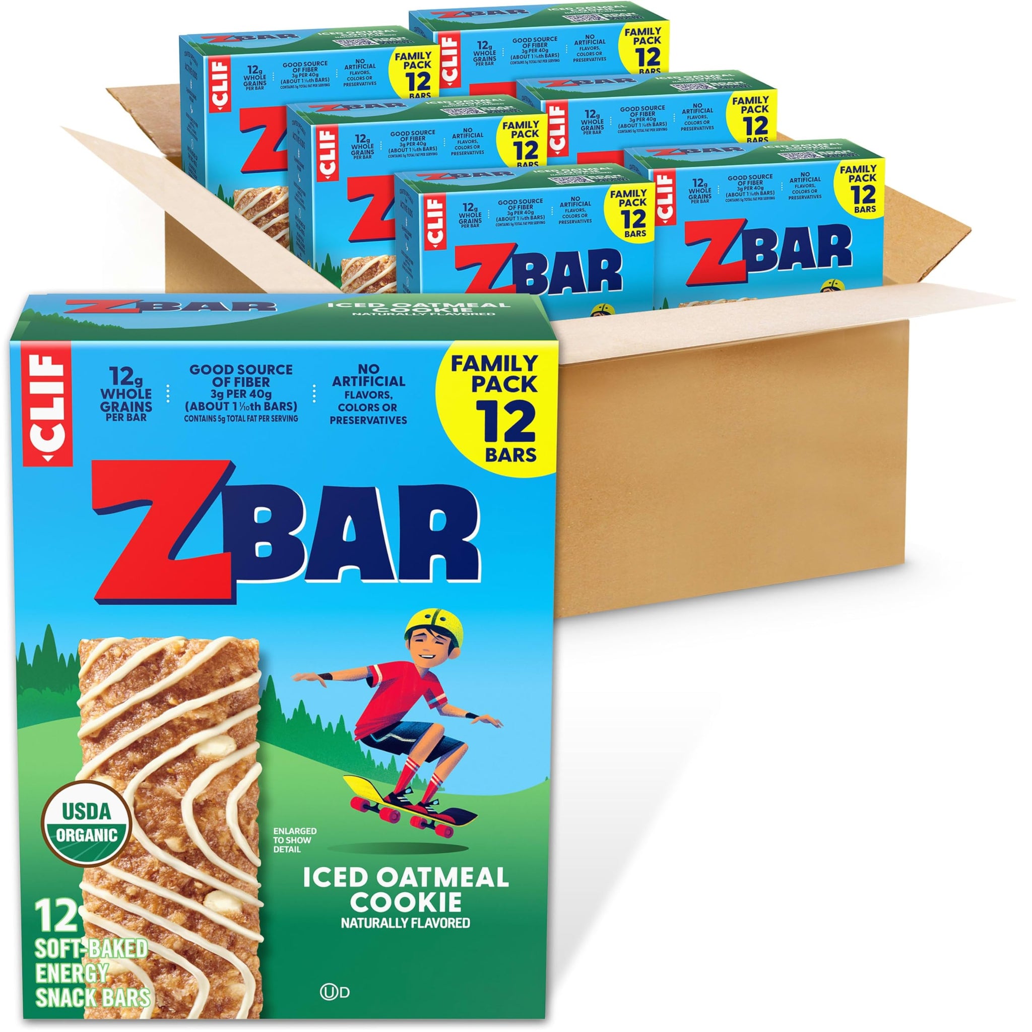 Zbar - Iced Oatmeal Cookie - Soft-Baked Energy Snack Bars - Non-GMO - 12g Whole Grains - USDA Organic Granola Bars - Snacks for Kids (72 Pack, 6