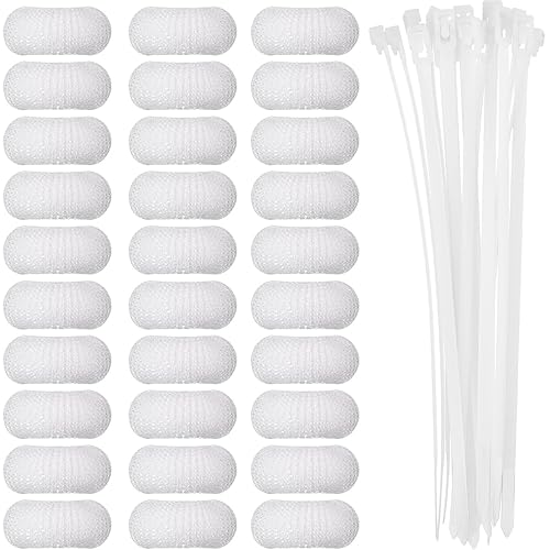 Sumind 30 Pack Nylon Lint Trap Washing Machine Fabric Mesh Snare Washer Lint Catcher with 30 Pack Cable Ties