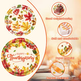 96 Pieces Fall Leaves Thanksgiving Tableware Set - Autumn-Themed Disposable Party Supplies with Paper Plates, Napkins, and Forks for Thanksgiving