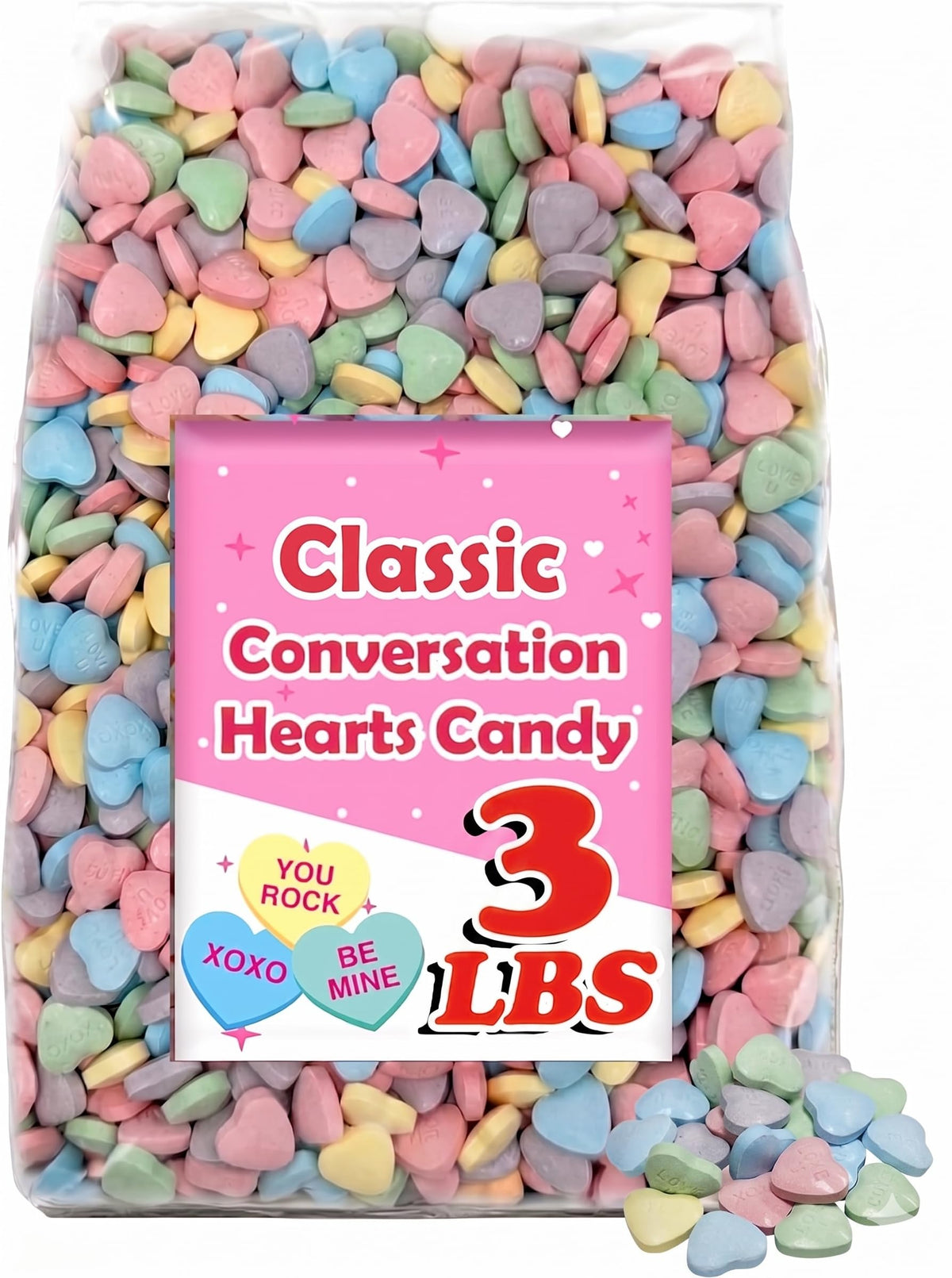 Mother's Day Conversation Hearts Candy, 30 Oz. Bulk, Conversation Hearts Candy, Fruity Heart Shaped Candies with Sweet Phrases for Mothers Day