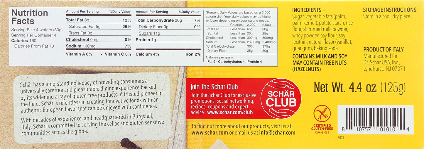 Schar Vanilla Wafers, Gluten Free, 4.4-ounces (Pack of 6)