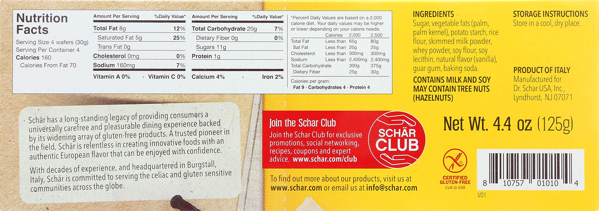 Schar Vanilla Wafers, Gluten Free, 4.4-ounces (Pack of 6)