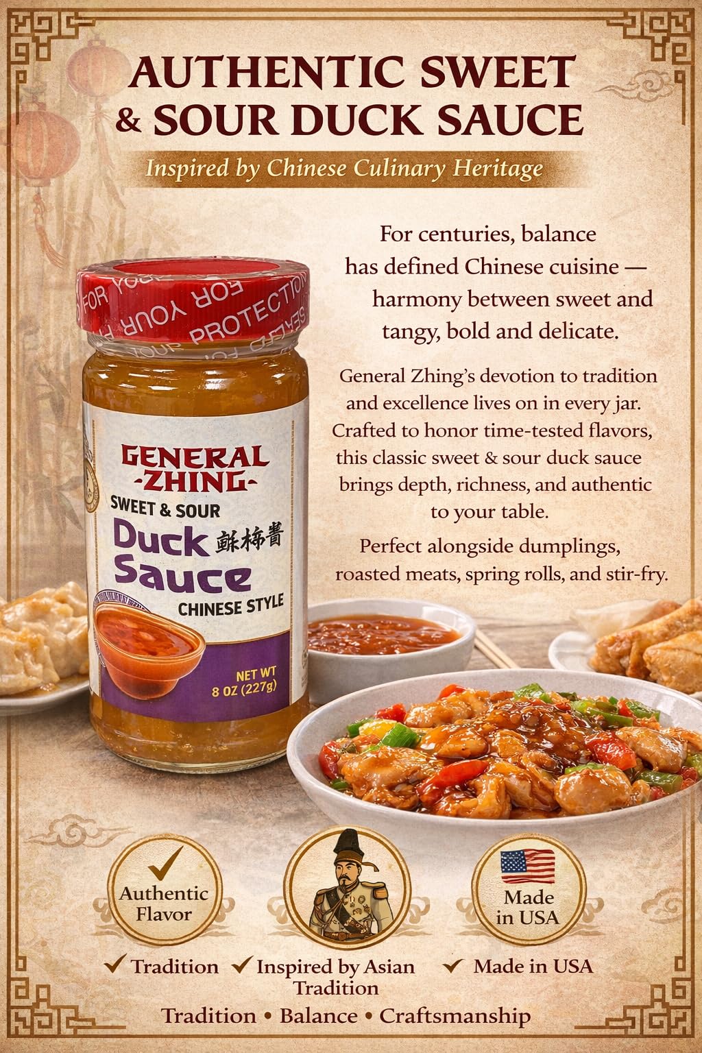 General Zhing Chinese Sweet & Sour Sauce - 8 Ounce Jar of Authentic Chinese Duck Sauce (1)