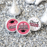 DISTINCTIVS Class of 2026 Graduation Candy Stickers for Chocolate Drops, Pink Grad Party Favors - 216 Count