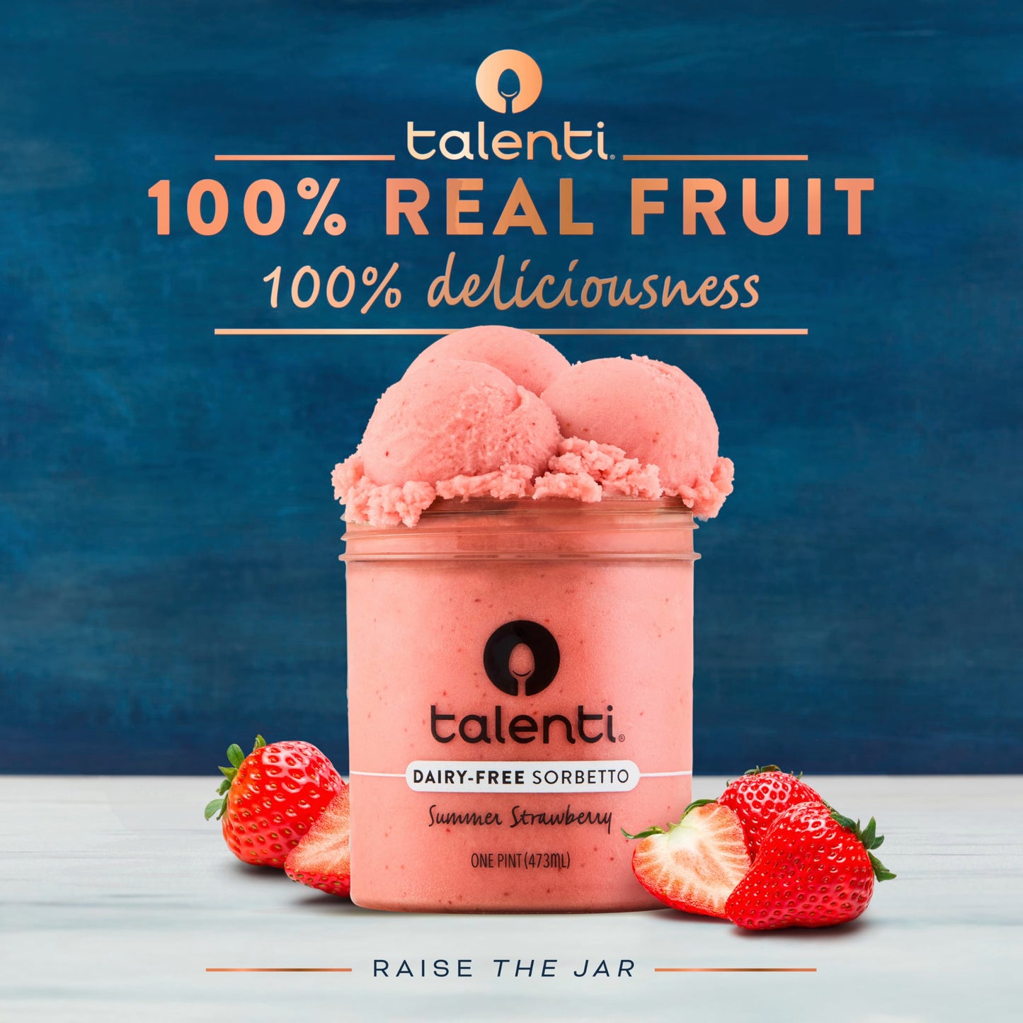 Talenti Dairy-Free Sorbetto for Your Next Indulgence, Summer Strawberry with Real Strawberries in Each Jar, 1 pint