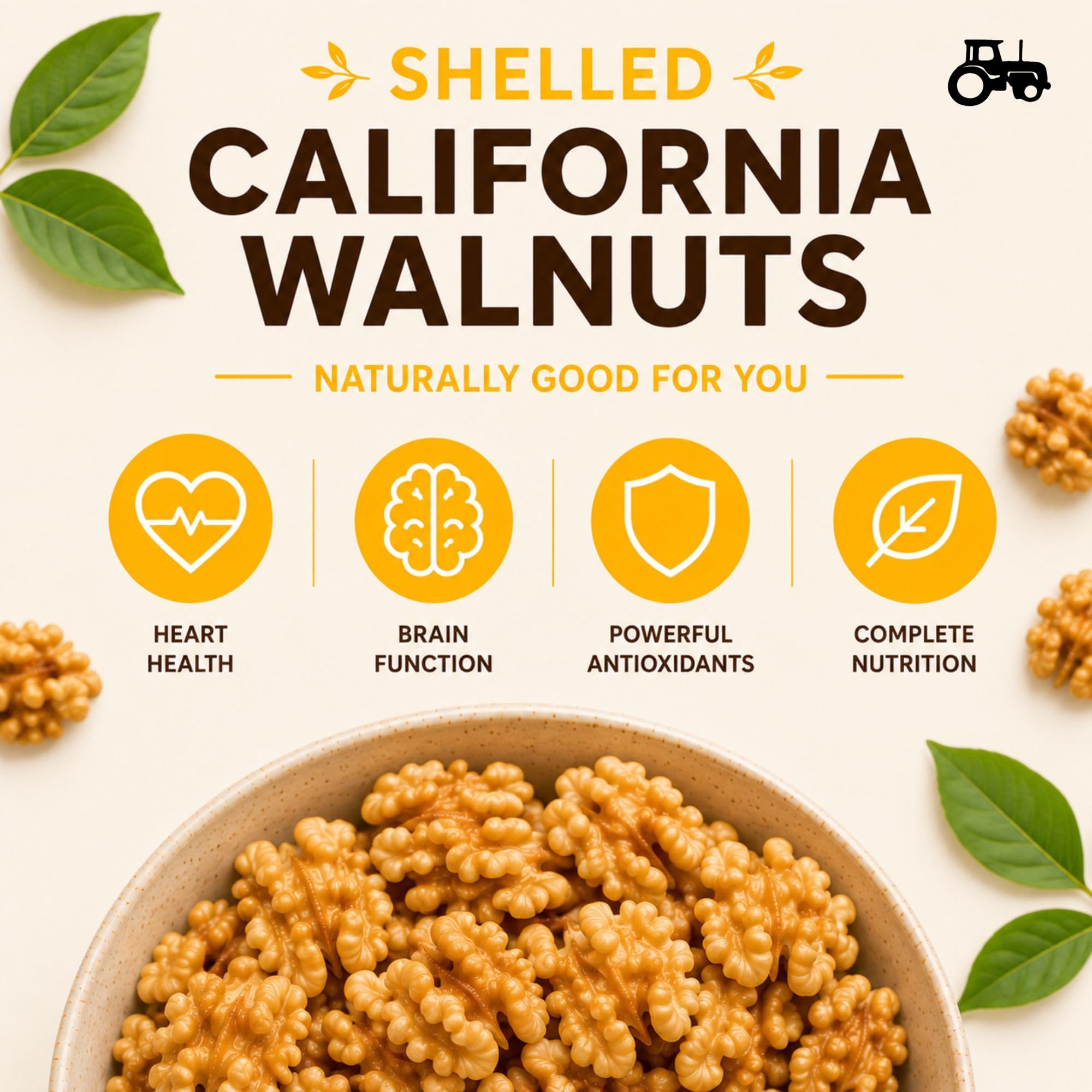 Raw Shelled California Walnuts Halves & Pieces (1 Lb.) - Compares to Organic Walnuts - Great Source of Omega 3 - Vegan & Keto Friendly - Farm Fresh