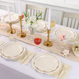 Houuqe 96 Pcs Ivory Paper Plates and Napkins Set Party Supplies, Tableware set for 24 Guest include Disposable Ivory Scalloped Plates, Napkins