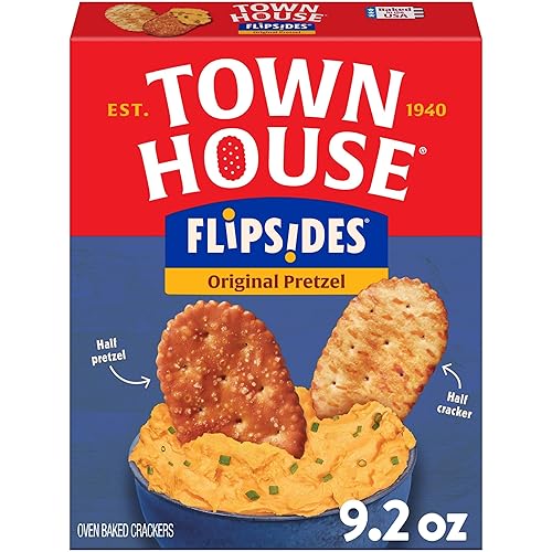 Town House FlipSides Oven Baked Crackers, Original, Salty Snacks, 9.2oz Box (1 Box)