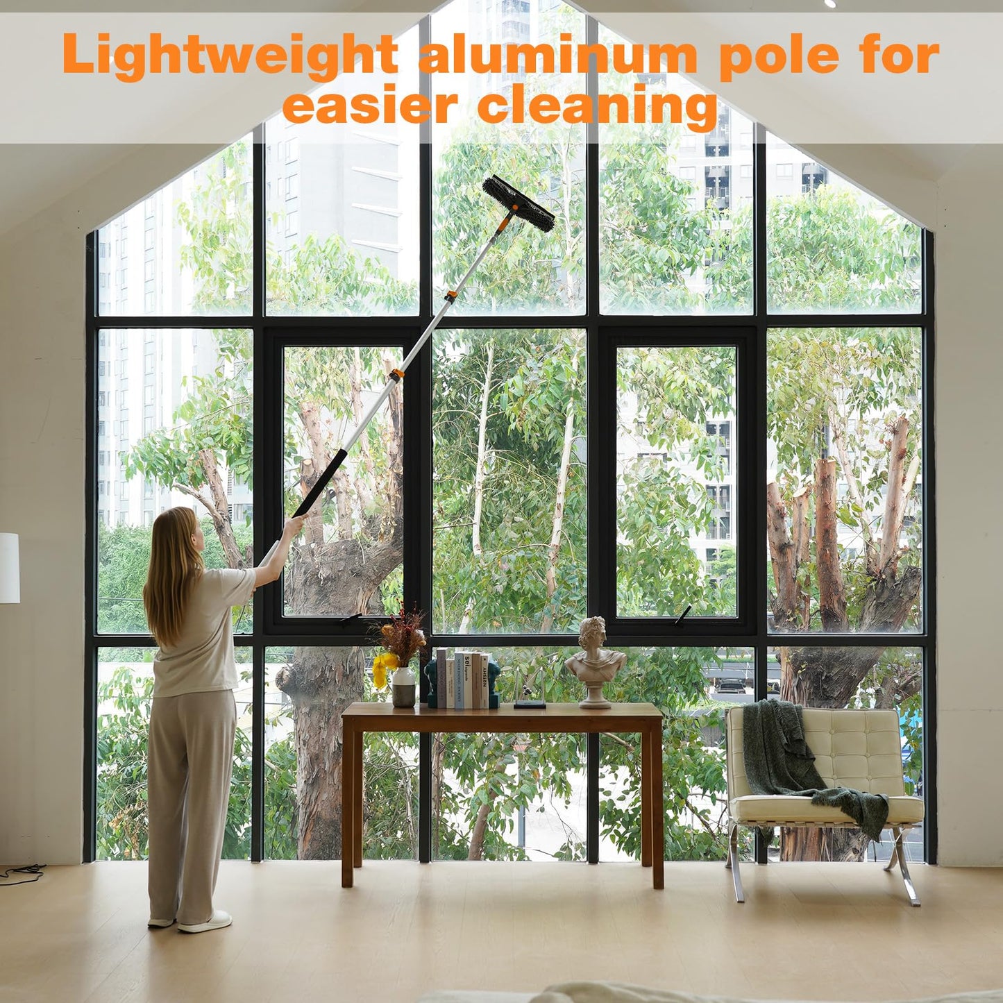 20FT Reach Window Squeegee with 5-13 FT Extension Poles, Extra-Large 14" Window Squeegee Window Cleaning Kit with Telescopic Pole,Window Cleaner Tool