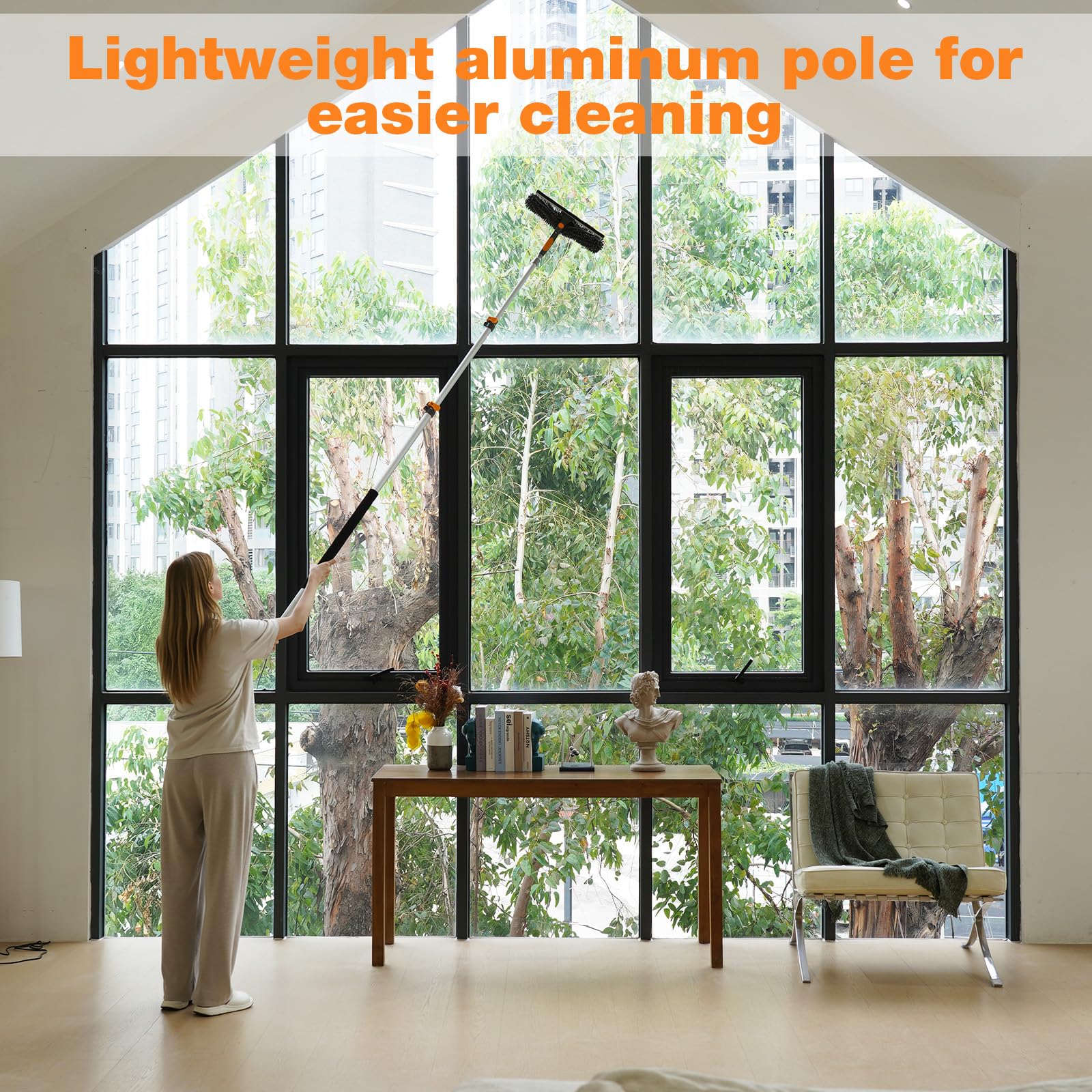 20FT Reach Window Squeegee with 5-13 FT Extension Poles, Extra-Large 14" Window Squeegee Window Cleaning Kit with Telescopic Pole,Window Cleaner Tool
