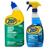 Zep Acidic Toilet Bowl Cleaner 32 oz (1 Unit) and Zep Streak-Free Glass Cleaner 32 oz (1 Unit) ECBD049 - Toilet Bowl Cleaner and Glass Cleaner
