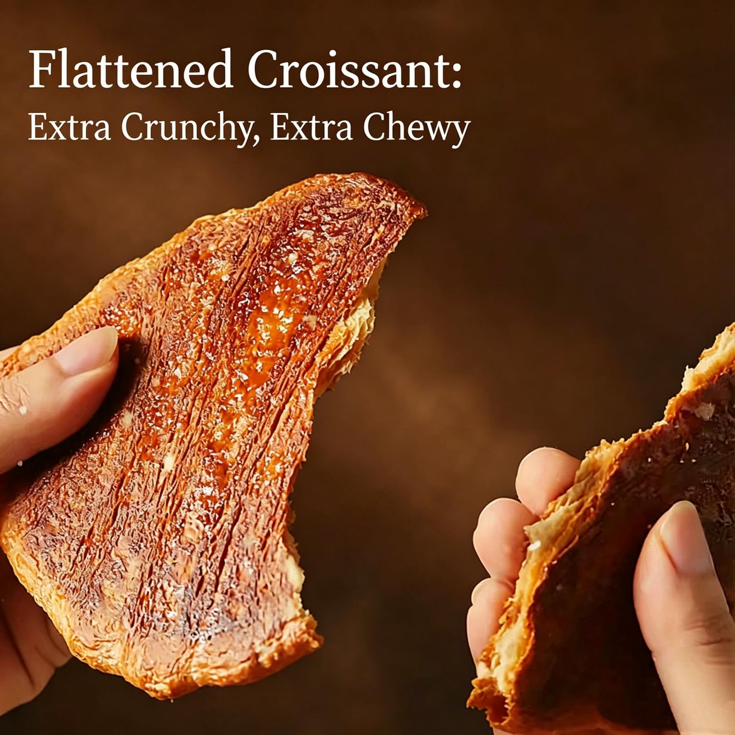 Korean Flat Croissant Snack - Crispy & Buttery Caramel Dessert Bites, Individually Wrapped, Perfect for Holiday Parties & Shareable Treats, 3.81 oz