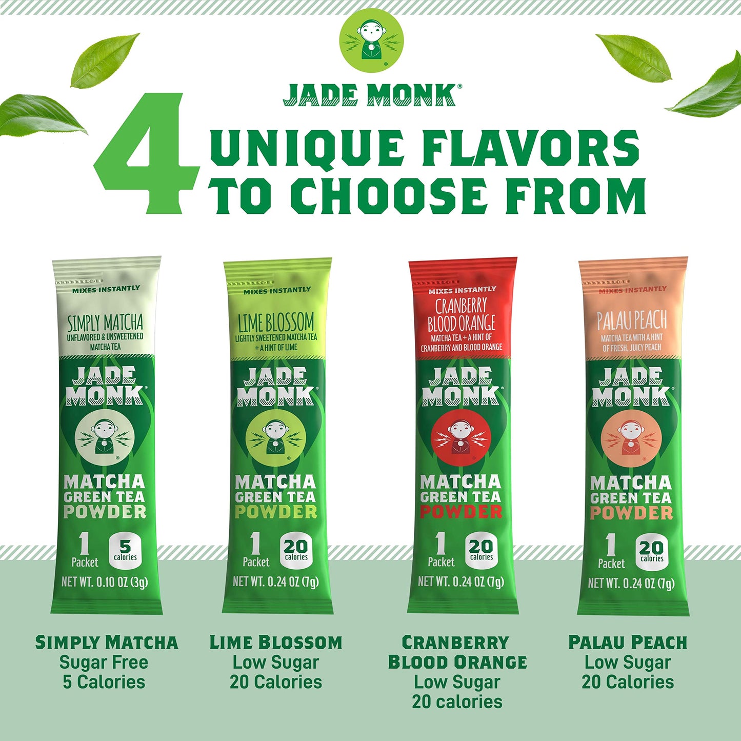 On-The-Go Matcha Green Tea Powder Single Serve Packets - Enjoy Anytime, Anywhere - All Natural, Mixes Instantly