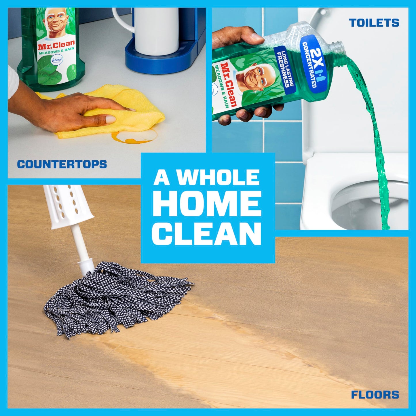 Mr. Clean All Purpose Cleaner, Floor Cleaner for Mopping Home, Bathroom, & Kitchen, Cleaning Liquid for Mop & Bucket, Cleaning Supplies, Multi-Surface