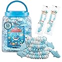 50 Shark Candy Bracelets, Cool Blue Candy for Under the Sea and Baby Shark Party Favors, Decorations and Goody Bag Fillers, Individually Wrapped In a