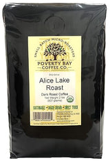 Alice Lake Organic Dark Roast Ground Coffee Beans - Freshly Roasted by Poverty Bay Coffee Company, 2lb Bag