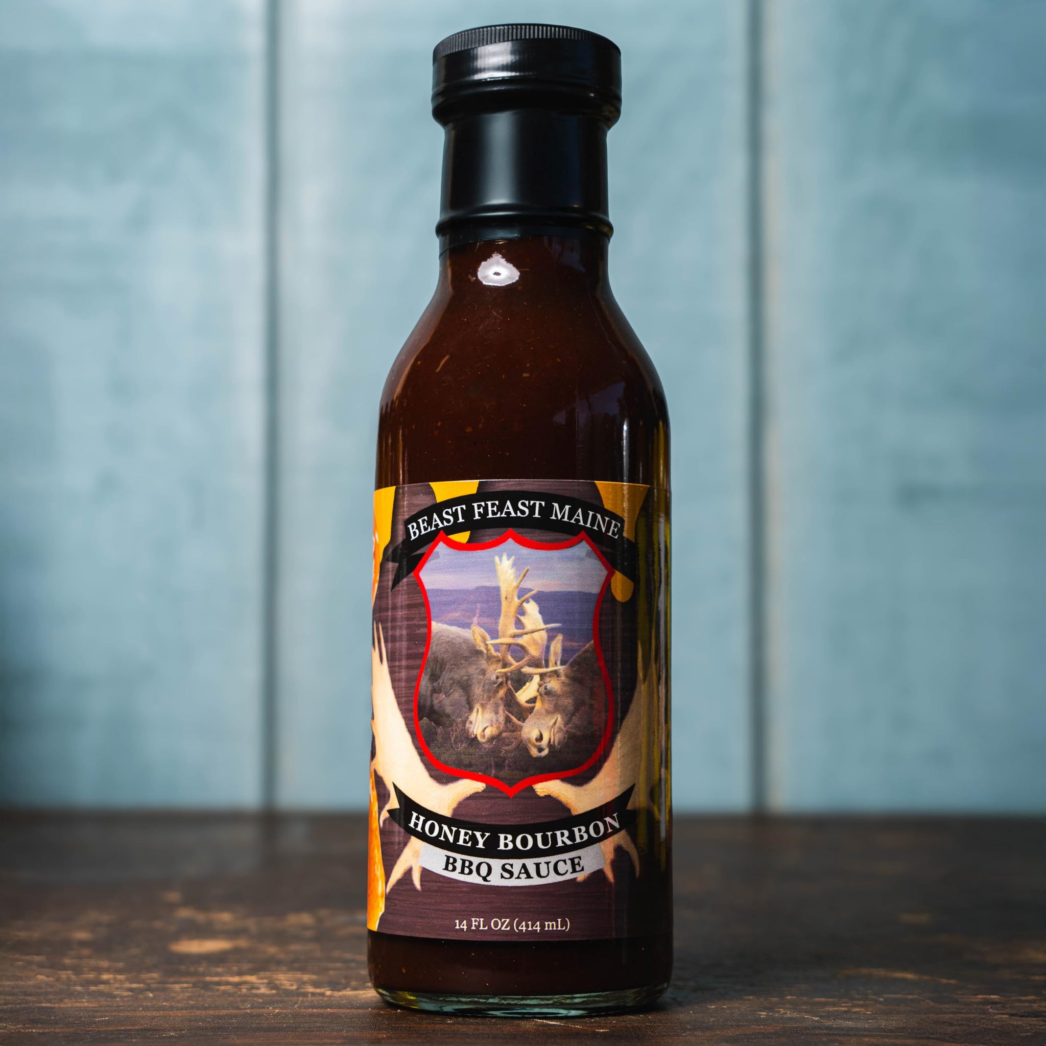Honey Bourbon BBQ Sauce, Beast Feast Maine, Sweet and Smokey Flavor, Made with Tomato Paste, Apple Cider Vinegar, Molasses, Bourbon and Organic Cane