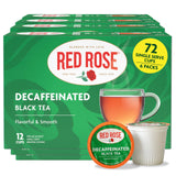 Red Rose Teas Black Teas, 72 Single Serve Cups K-Cup Pods for Keurig Coffee Maker, Naturally Decaffeinated