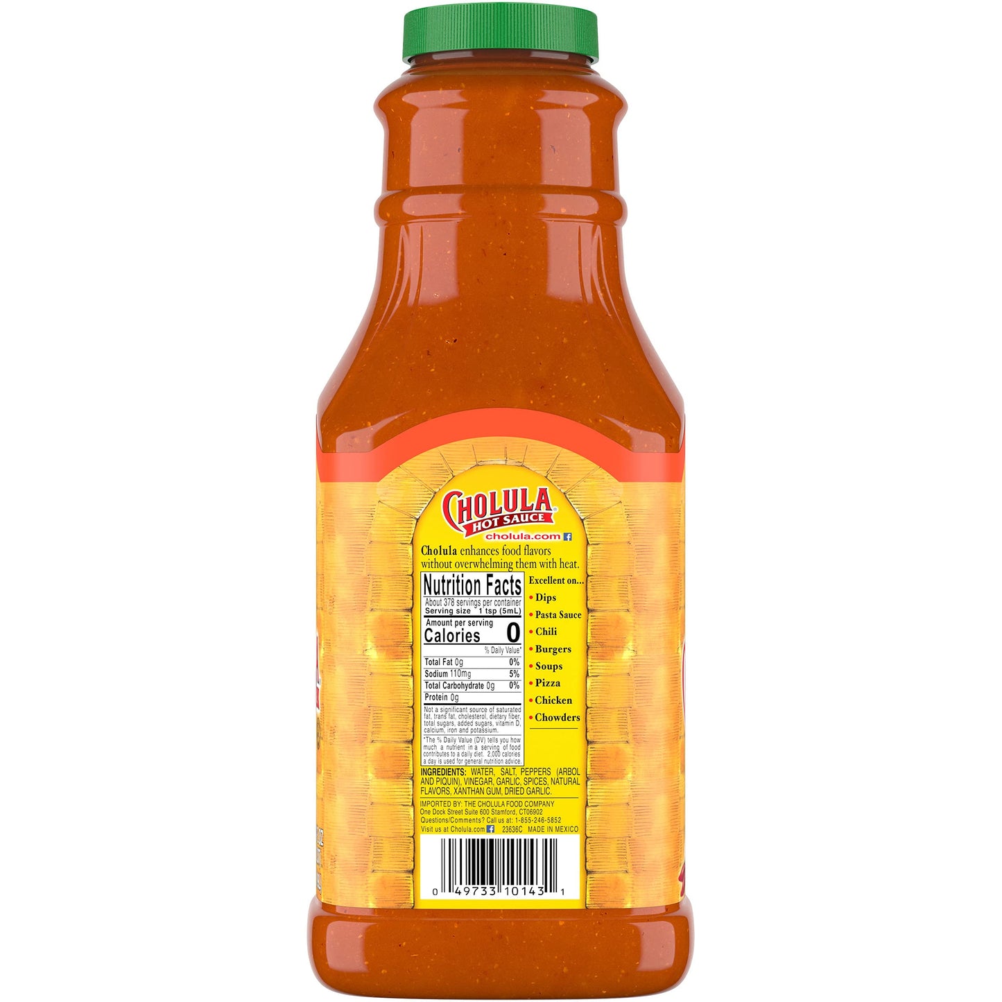 Cholula Chili Garlic Hot Sauce, 64 fl oz - One 64 Fluid Ounce Bulk Container of Chili Garlic Hot Sauce with Mexican Peppers, Garlic and Signature