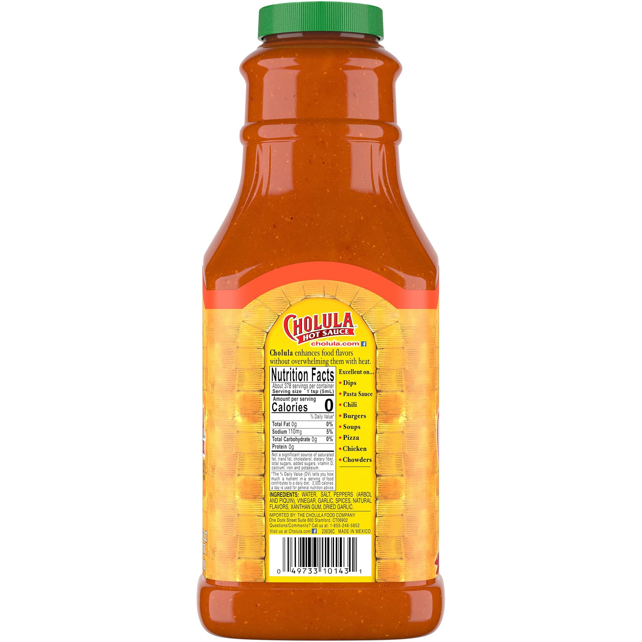 Cholula Chili Garlic Hot Sauce, 64 fl oz - One 64 Fluid Ounce Bulk Container of Chili Garlic Hot Sauce with Mexican Peppers, Garlic and Signature