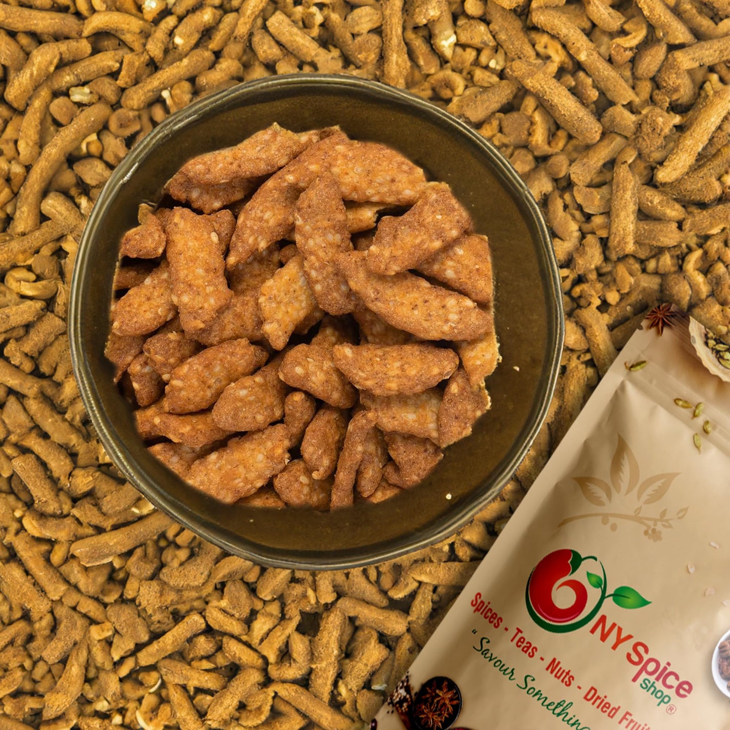 NY Spice Shop Honey Roasted Sesame Chips - 1 Pound Honey Roasted Sesame Delicious Snack Sticks For Midday - Gourmet Sweet Crispy Snack Mix - Crunchy