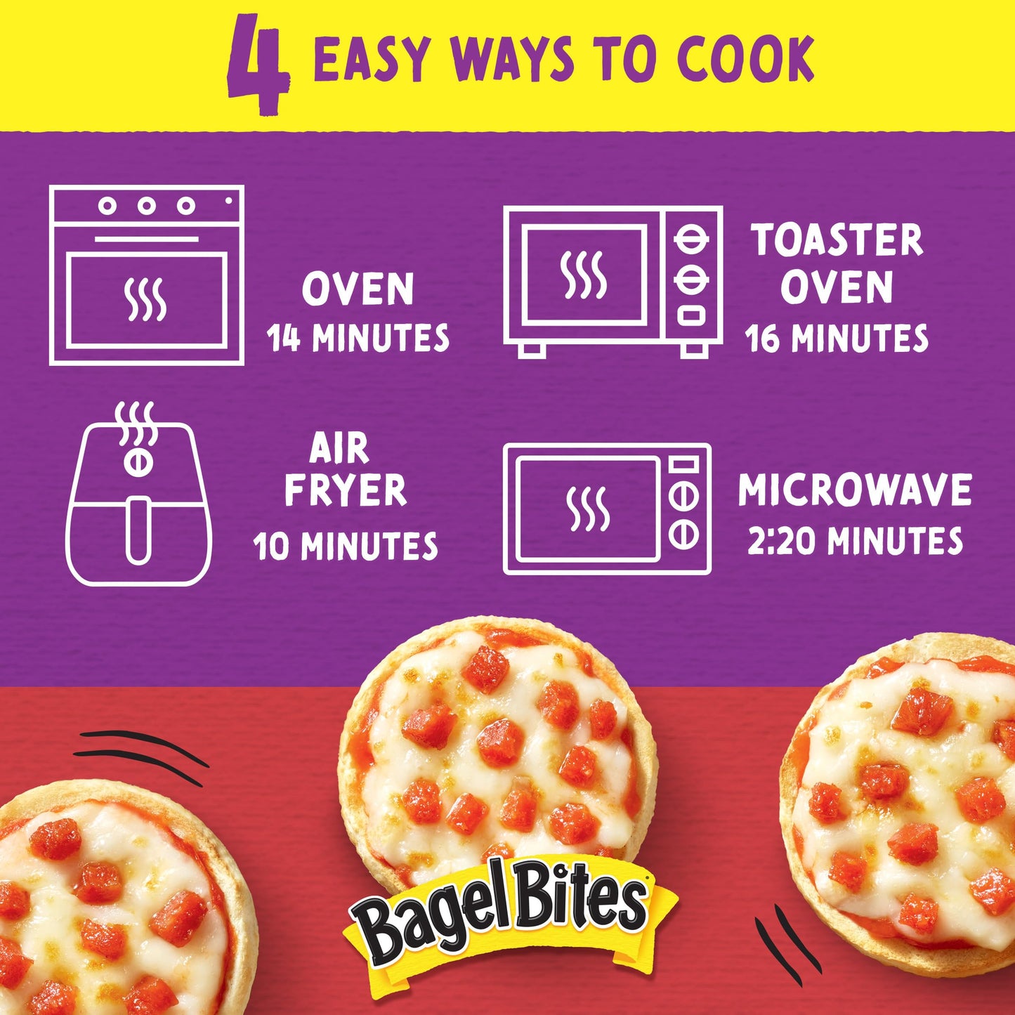 Bagel Bites Mini Pizza Bagel Frozen Snacks, 1 Box, for After-School and Late Night Snacking, Cheese and Pepperoni, No High-Fructose Corn Syrup and No