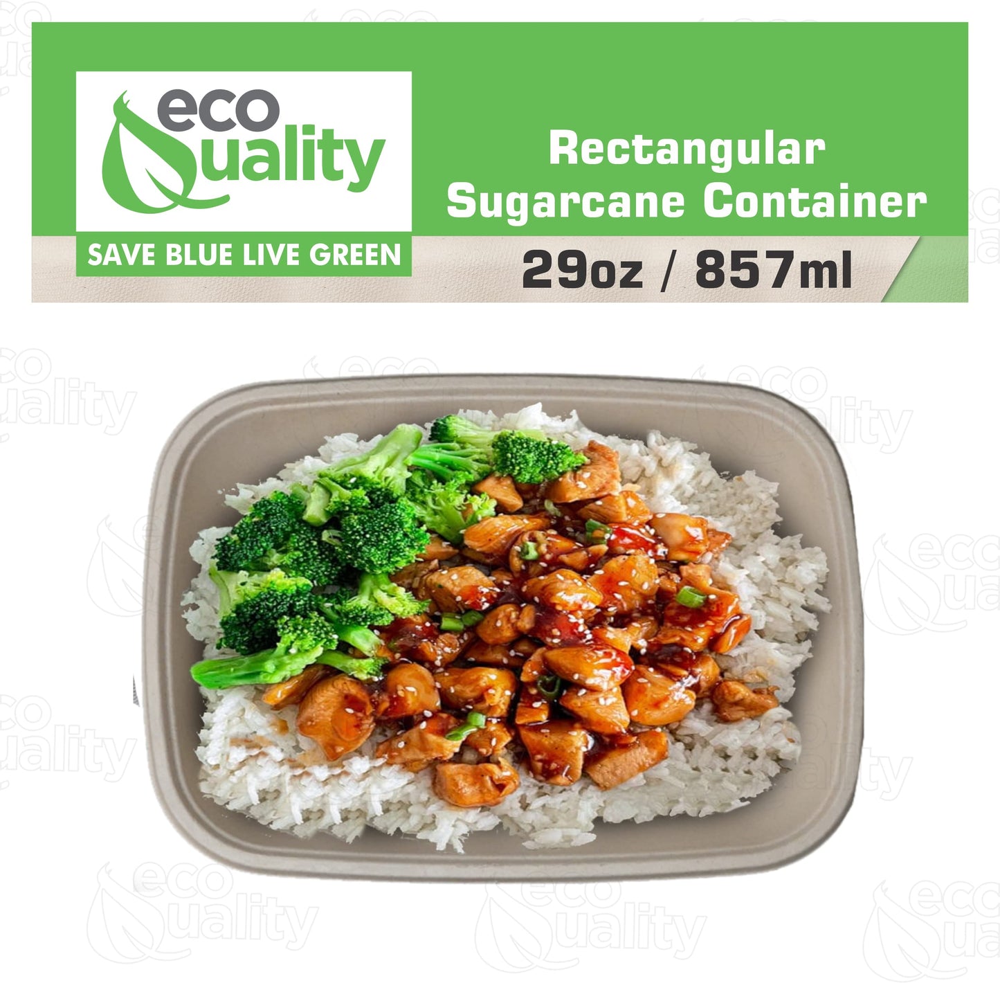 EcoQuality 29oz Disposable Bowls - Rectangular Compostable Sugarcane Fiber Biodegradable Paper Bowls Eco-Friendly Oblong Take Out Food Containers