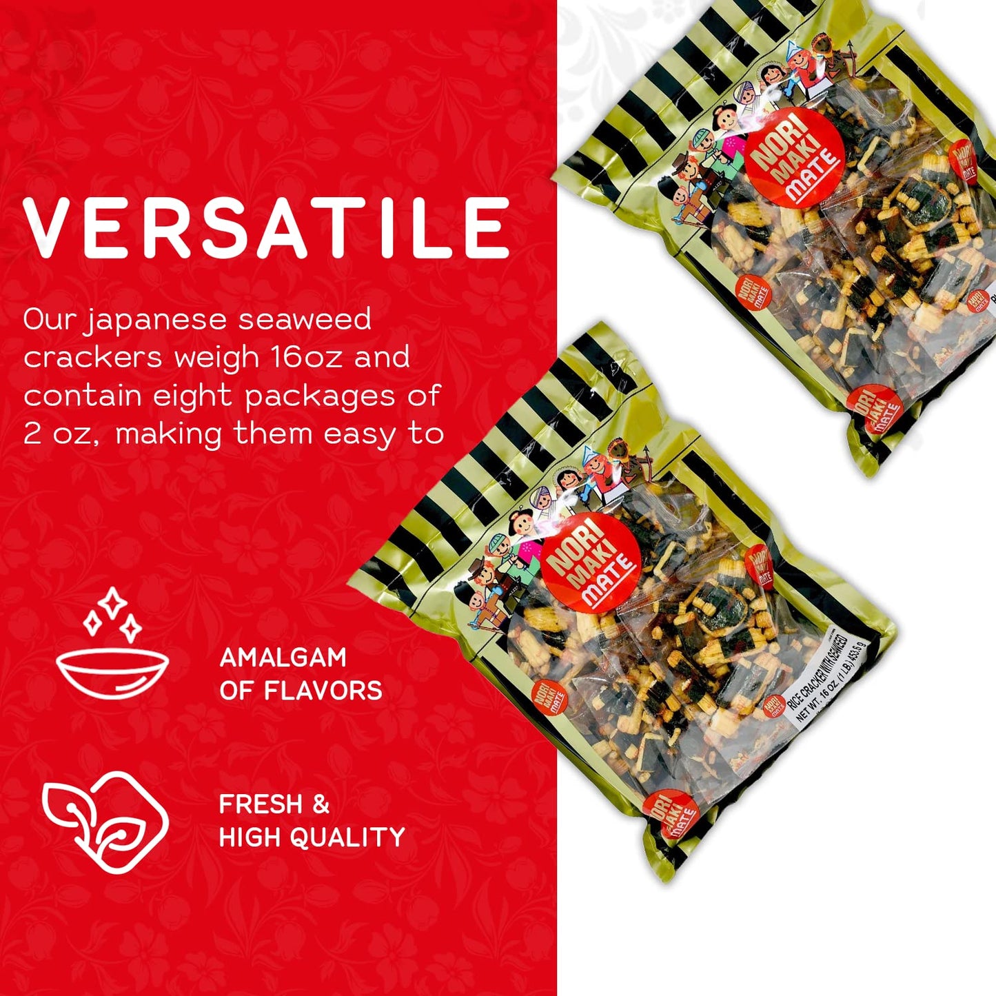 Shirakiku Norimaki Arare Mate - Crispy Japanese Rice Cracker | Glutinous Rice, Soy Sauce and Seaweed | Low Carb Rice Cracker Snacks, Seaweed Flavor 16