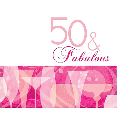 Creative Converting 16 Count 3 Ply 50th Fabulous Birthday Lunch Napkins, Pink