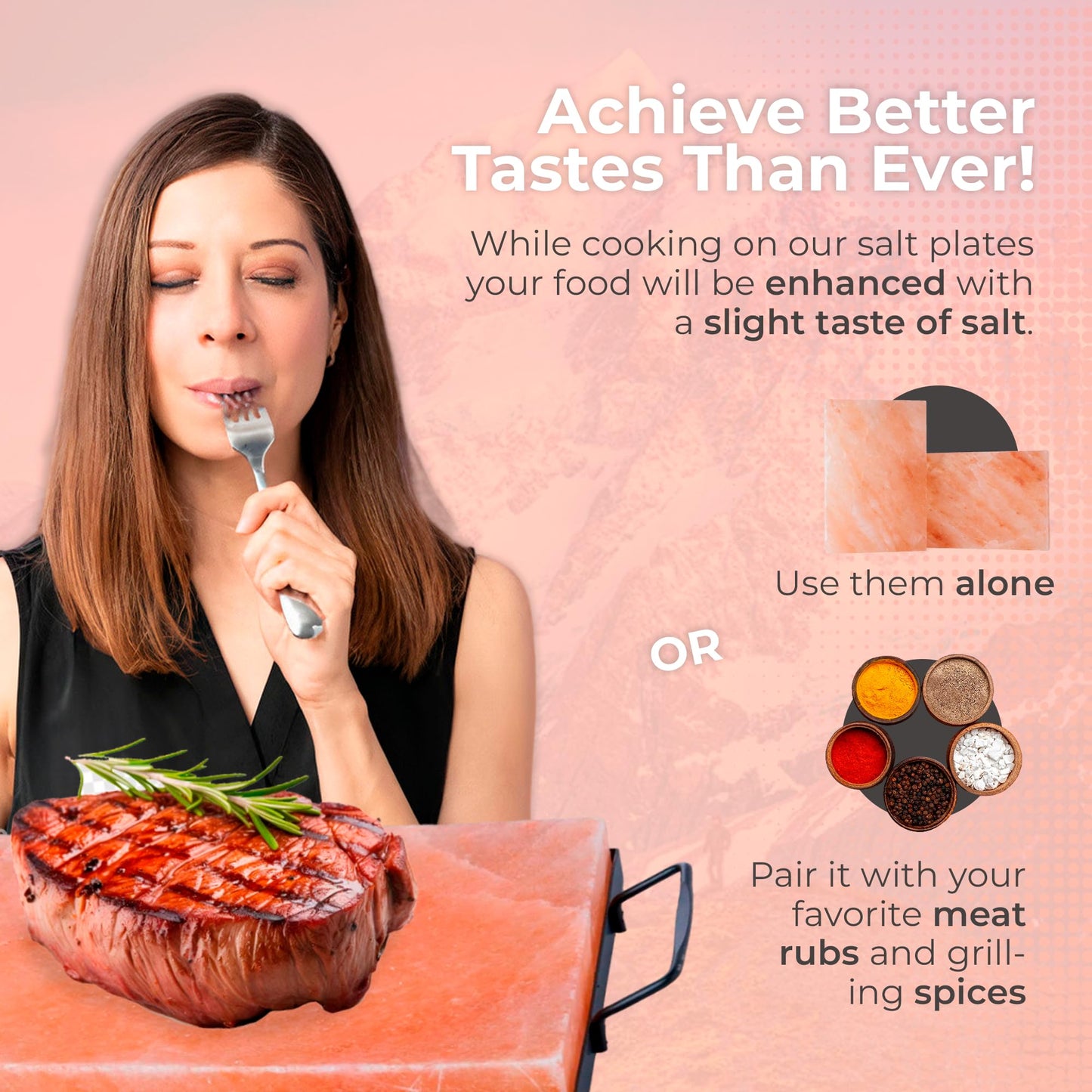 FOCUS NUTRITION Pink Himalayan Salt Block With Tray - Salt Stone For Grilling, Cooking, Serving | 100% Pure Salt Slab | Unique Gifts for Cooks | Food