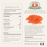 Rustichella d'Abruzzo Organic Red Lentil Sedanini, Gluten-Free Pasta Made with 100% Flour, Rich in Protein, Perfect for Bold Sauces & Creative Dishes