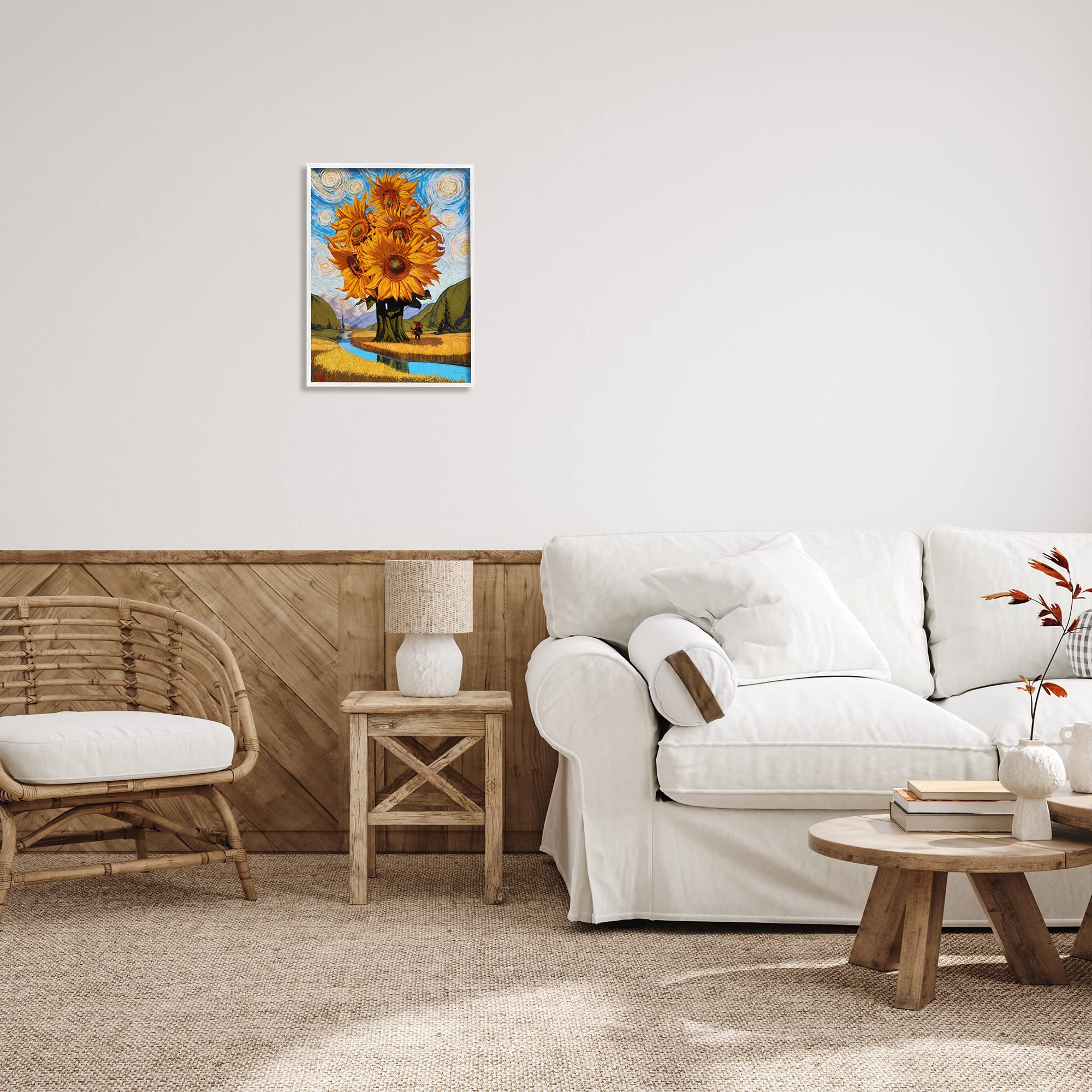 Stupell Industries Giant Sunflower Stalk Country Side Landscape Spiral Sky Framed Wall Art, Design by Thomas Fluharty