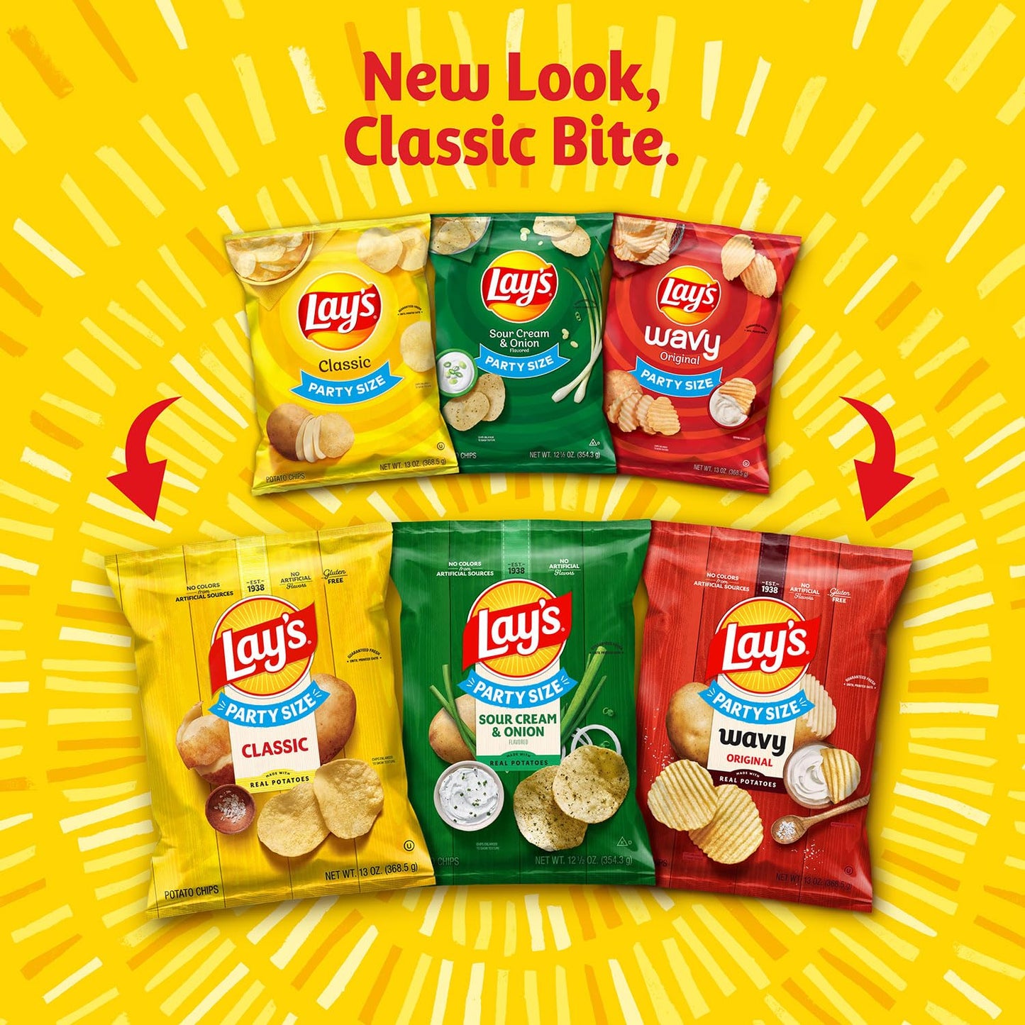 Lay's Potato Chips, Cheddar and Sour Cream Snacks, Party Size, 12.5oz Bag