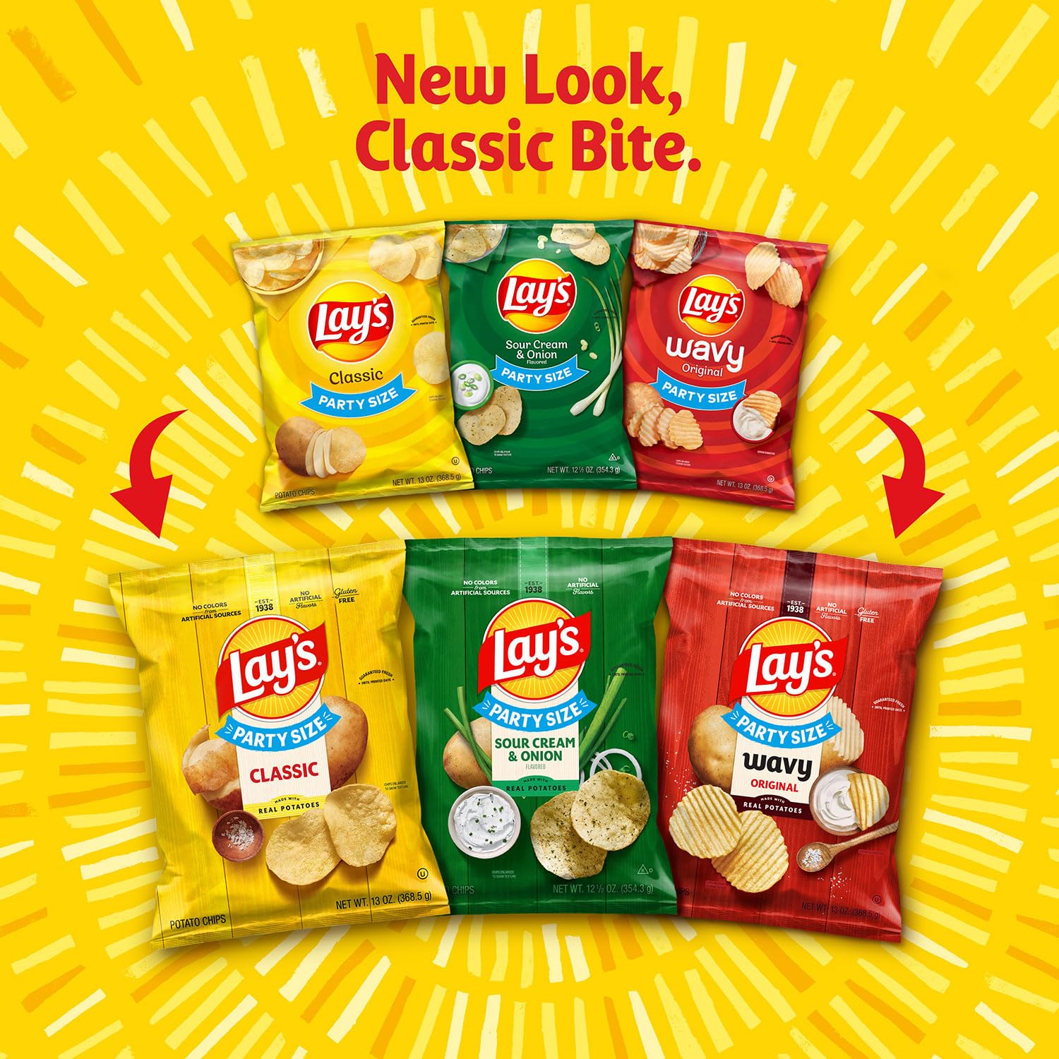 Lay's Potato Chips, Cheddar and Sour Cream Snacks, Party Size, 12.5oz Bag