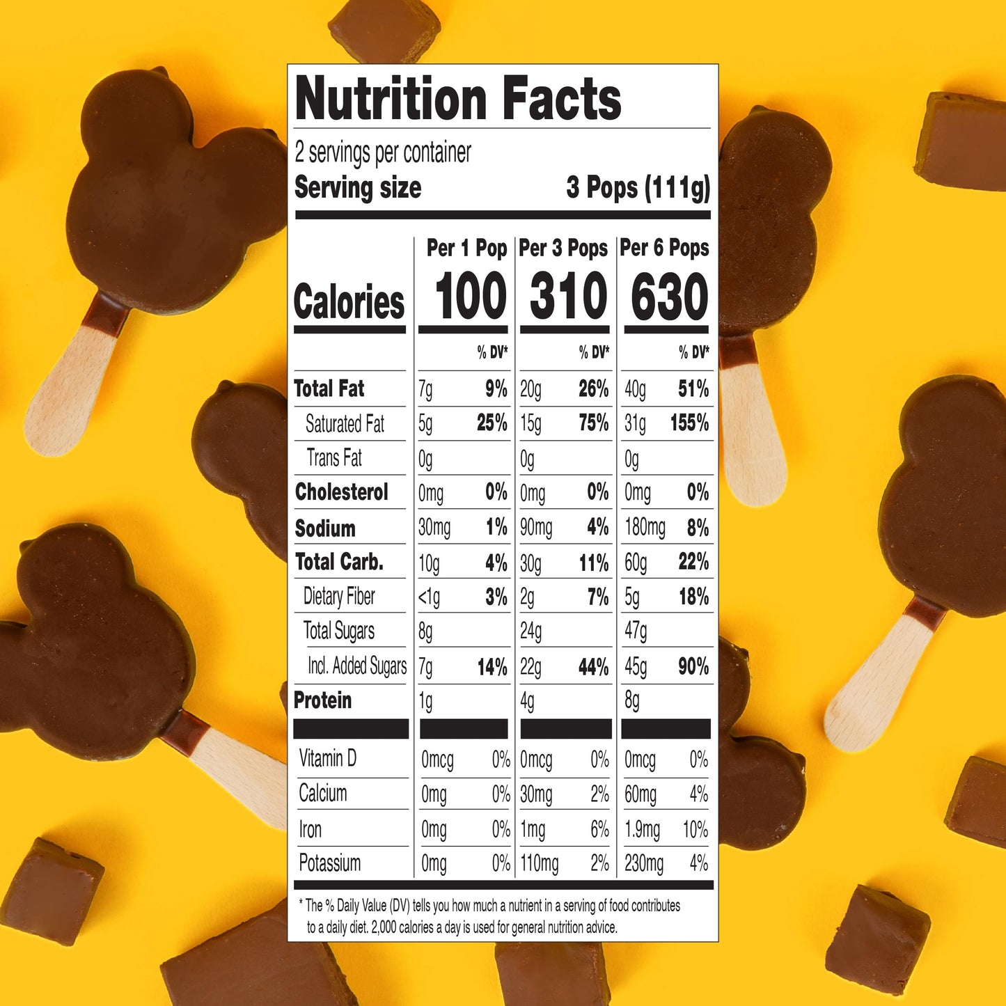 GOODPOP - Disney Mickey Mouse Fudge n' Vanilla Dairy-Free Dessert Bars, 6 Ct