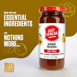 Just Spread 100% Fruit Preserve | Made with Real Fruit Pieces & Only 4 Ingredients | Gluten Free, Vegan, Non GMO, No Added Sugar | 10oz Jar (Apricot)