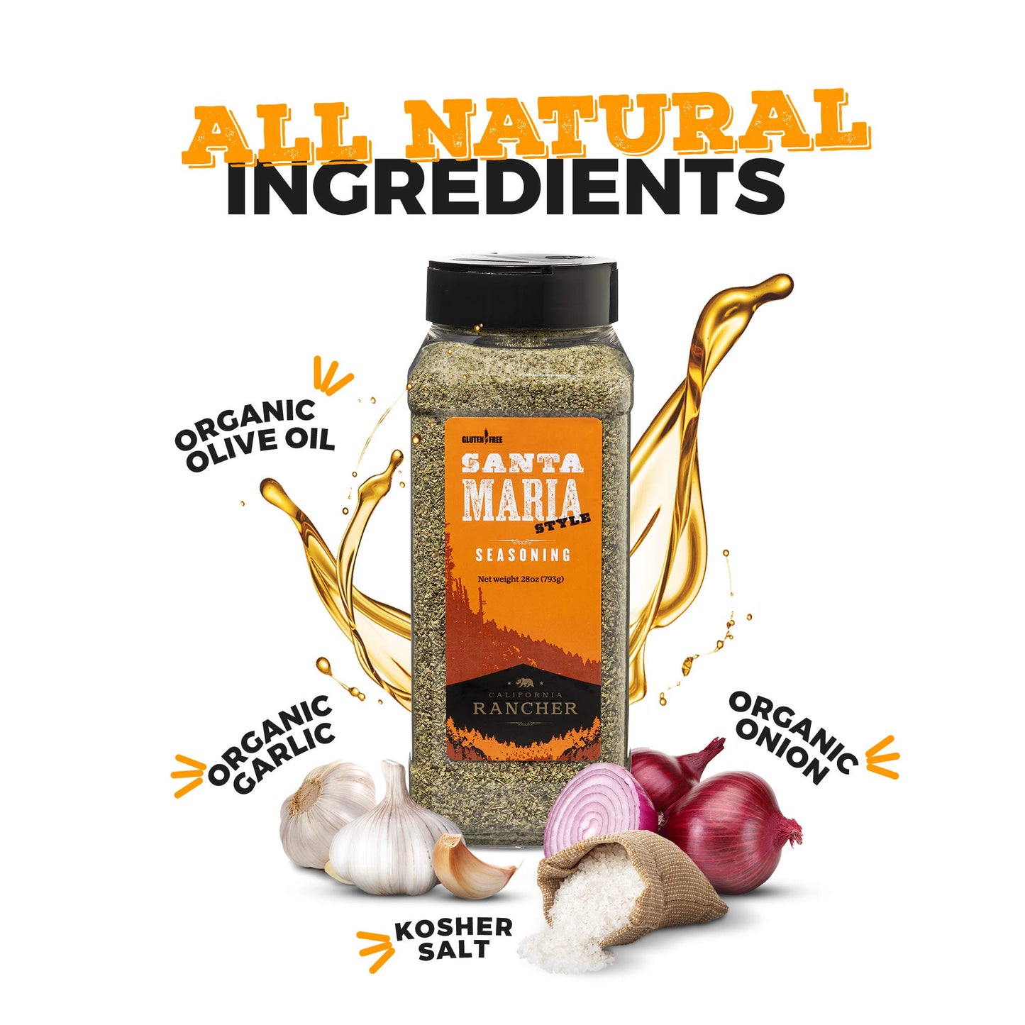Santa Maria Seasoning (Kosher Salt, Garlic, Pepper, and Herbs). Great for Tri Tip, Chops, Flank steak, Chicken, all meat, and Burgers. Bold Steakhouse