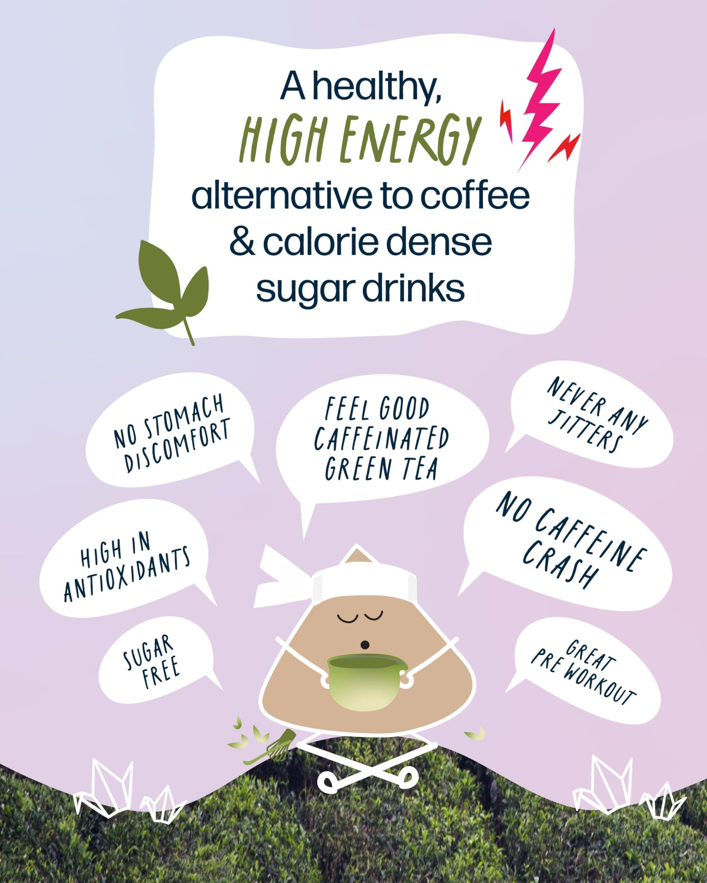Kubo Japanese Matcha Tea Bags | Organic High Caffeine (140mg) Green Tea + Sencha & Matcha | 20 Pyramid Count | Caffeinated Tea for Clean Energy