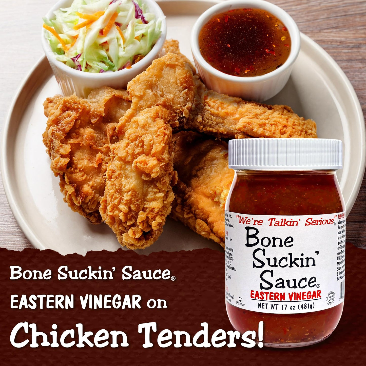 Bone Suckin' Eastern Vinegar BBQ Sauce, Carolina Barbecue Sauce, 17 Ounce