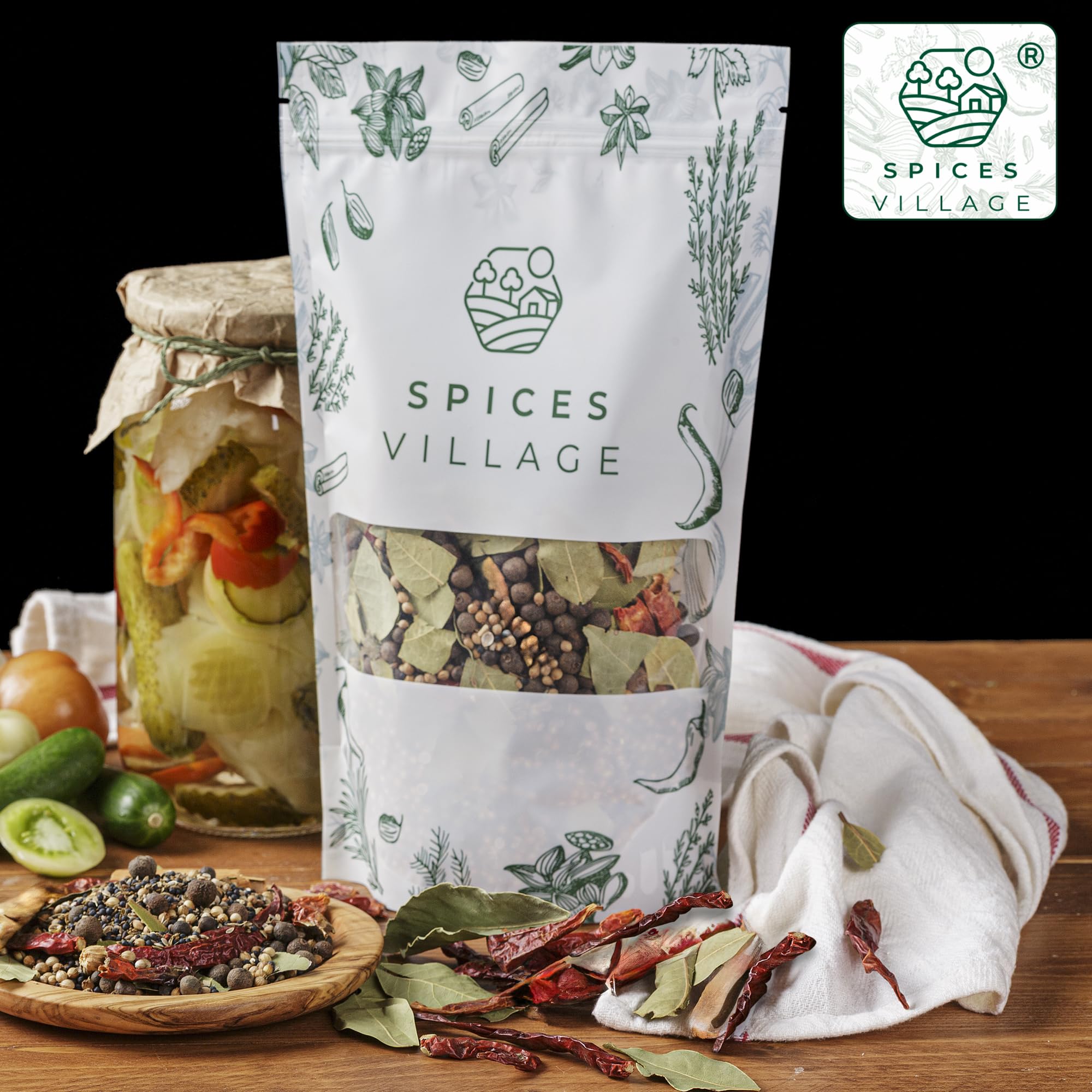 SPICES VILLAGE Pickling Spices for Corned Beef, Pickling Spices Mix for Pickles and Canning, 6.5oz, Pickling Seasoning Blend Kit - Kosher, Gluten
