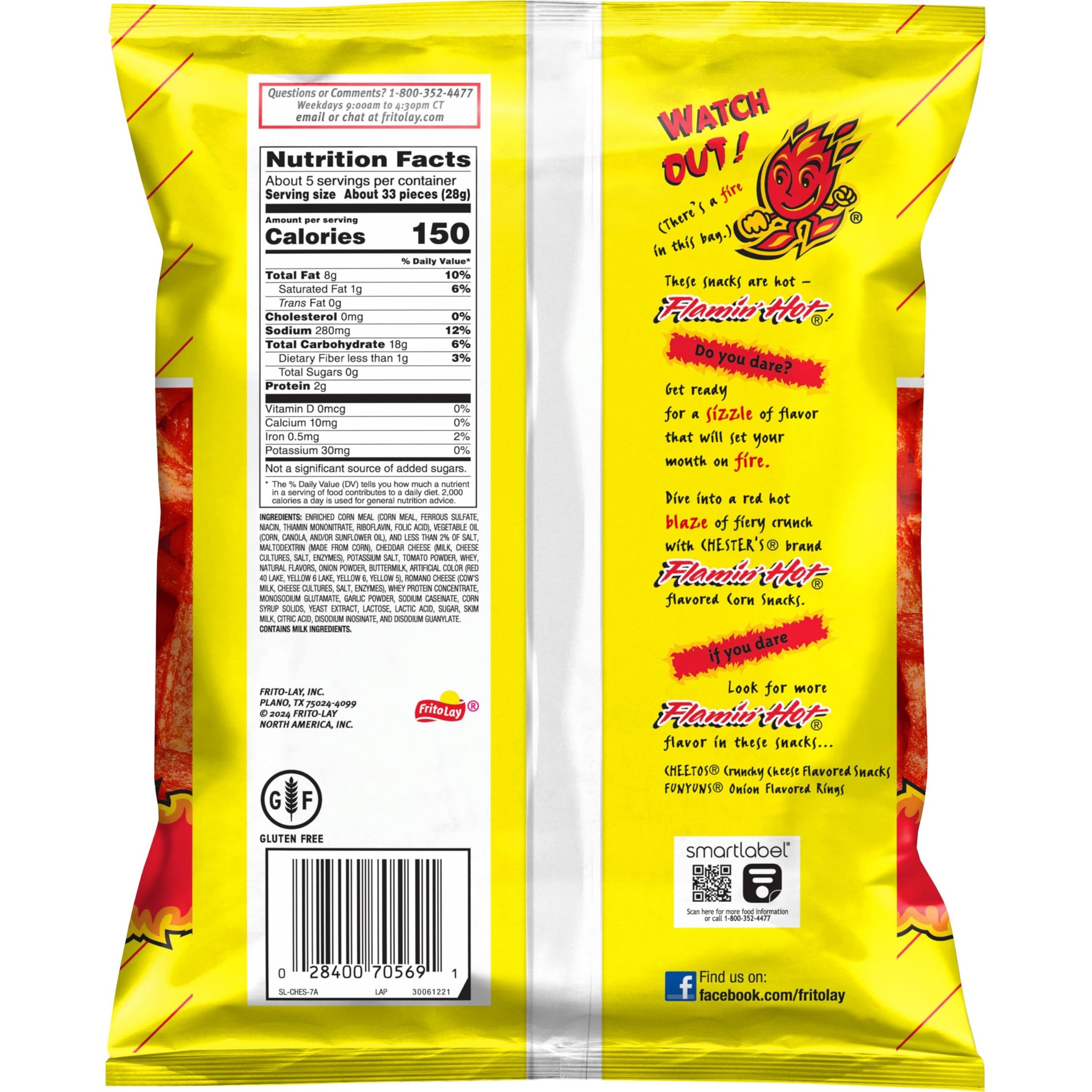 Chester's Flamin' Hot Fries Flavored Corn & Potato Snacks Bag, 5.25 Oz