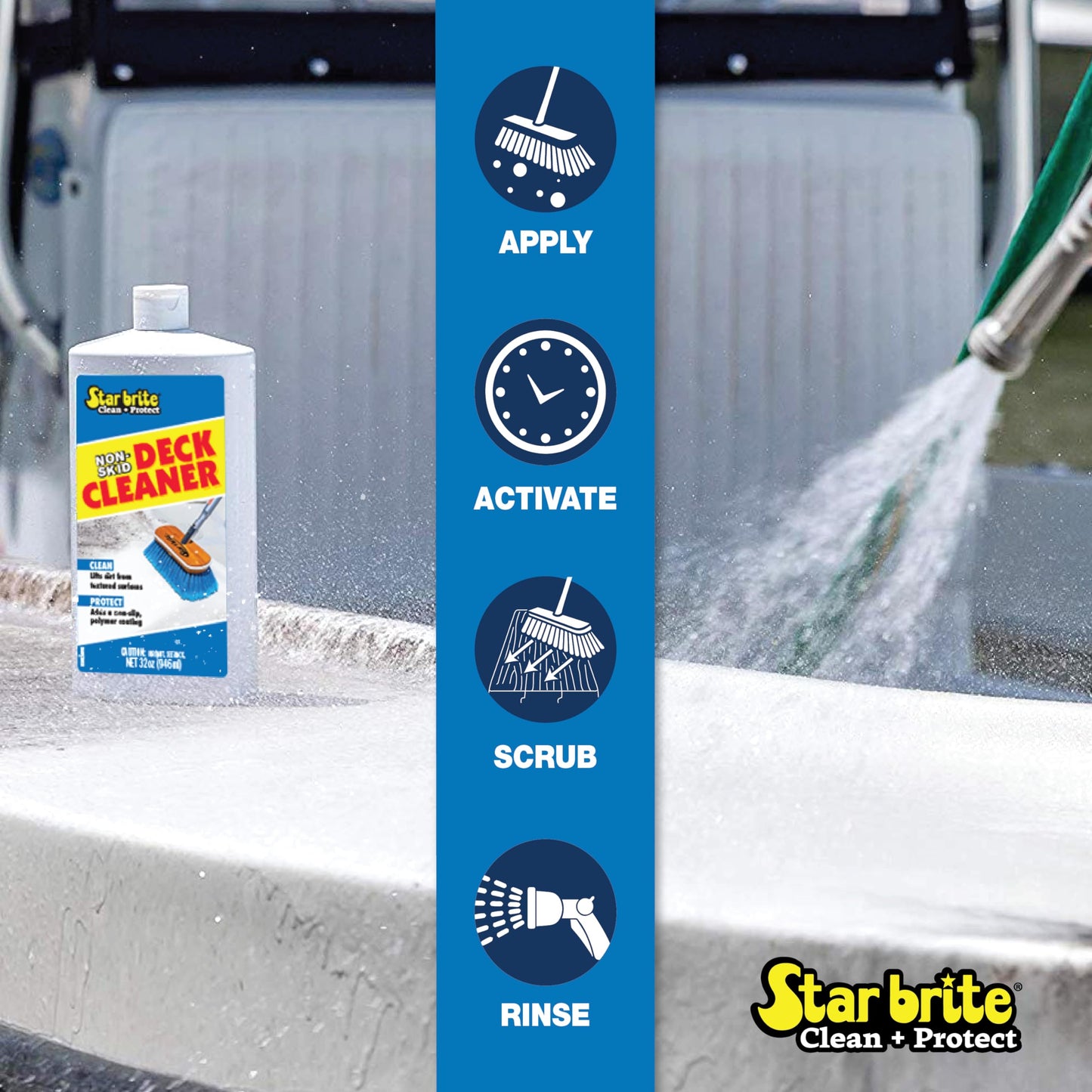 STAR BRITE Non-Skid Deck Cleaner & Protectant - Lift Dirt & Stains From Fiberglass, Painted Surfaces, More 22oz Spray (085922P)