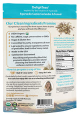 DelighTeas Organic Digest & Detox CCF Tea | Eco-friendly, Compostable Pyramid Tea Bags | Ayurvedic Cumin, Coriander, Fennel Tea | USDA Organic