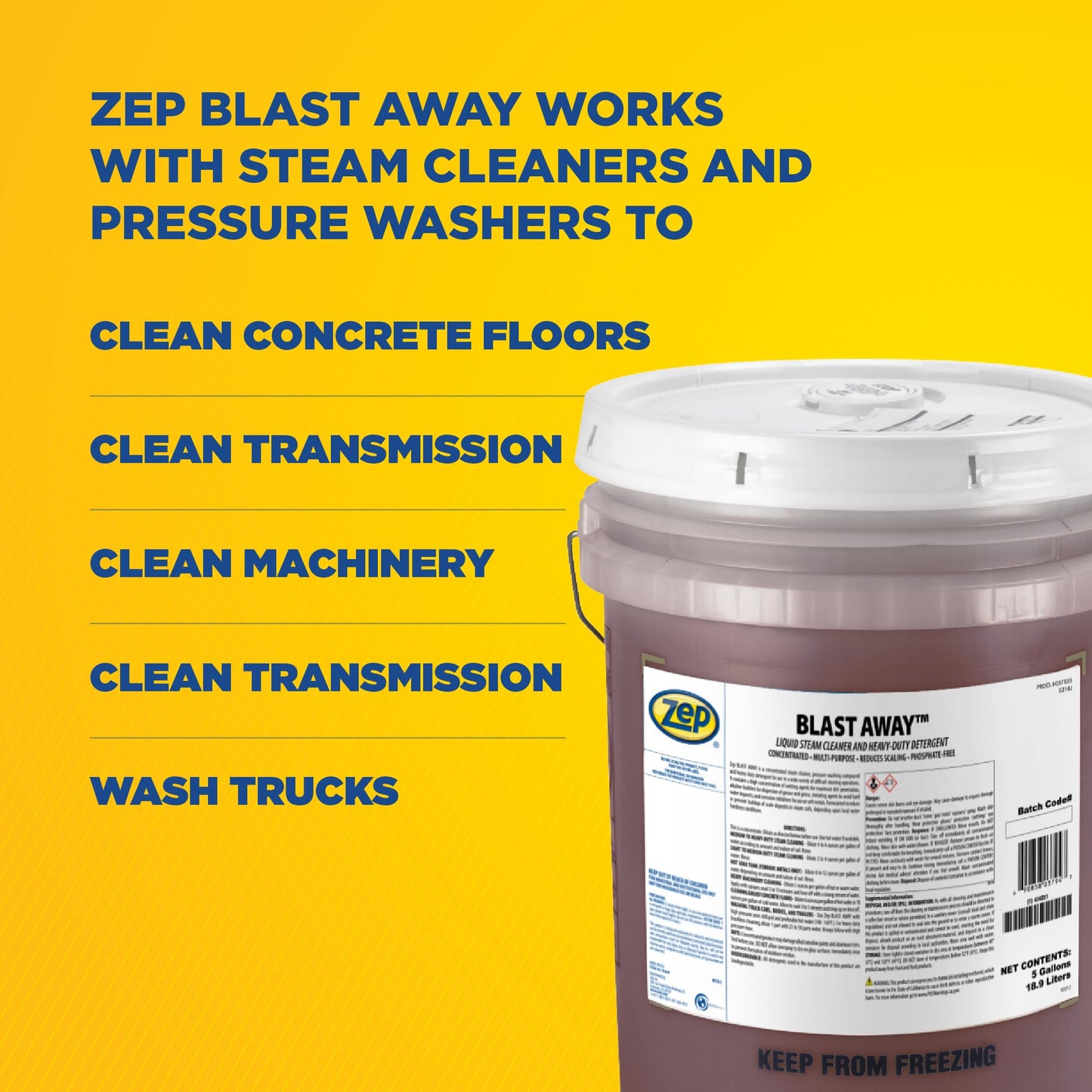 Zep Blast Away Liquid Steam Cleaner and Heavy-Duty Detergent - 5 Gallon (Each) 37935