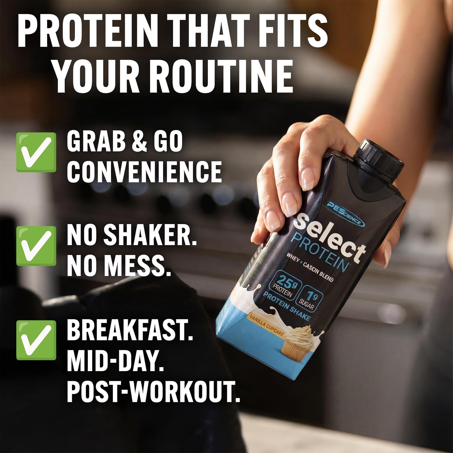 PEScience Select Protein Shake RTD, 25g Whey and Casein Blend, High Protein Drink, Gluten Free, Keto Friendly, 0g Sugar, Low Carb Ready to Drink Meal