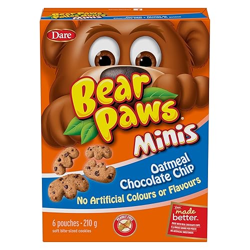 Dare Bear Paws Minis, Oatmeal Chocolate Chip Cookies - Peanut Free {Imported from Canada}