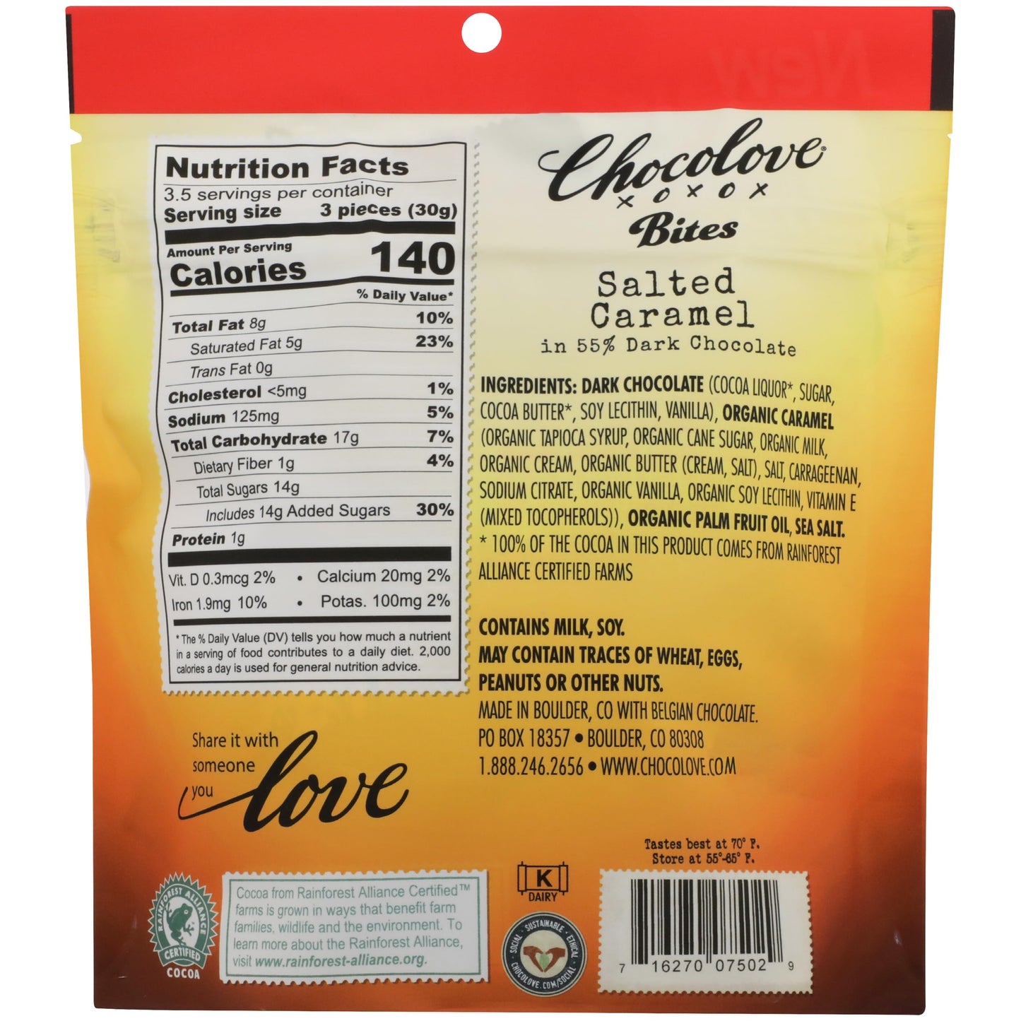 Chocolove Salted Caramel Bites in Dark Chocolate, 3.5 OZ