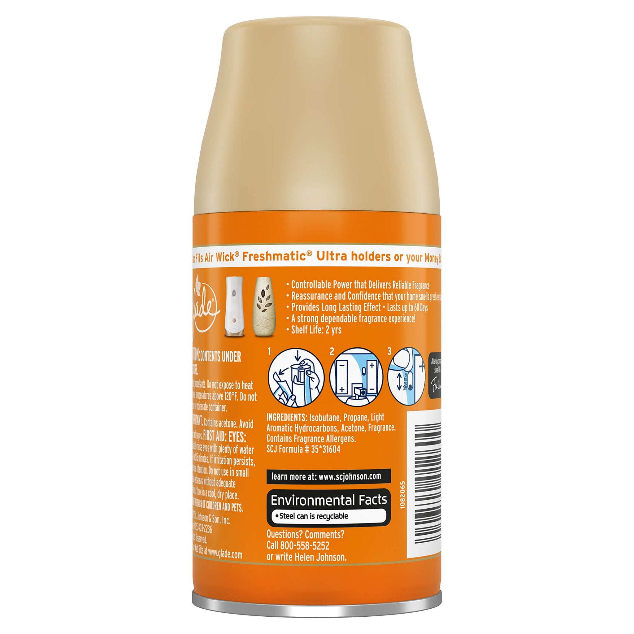 Glade Automatic Spray Refill 1 CT, Toasty Pumpkin Spice, 6.2 OZ. Total, Air Freshener
